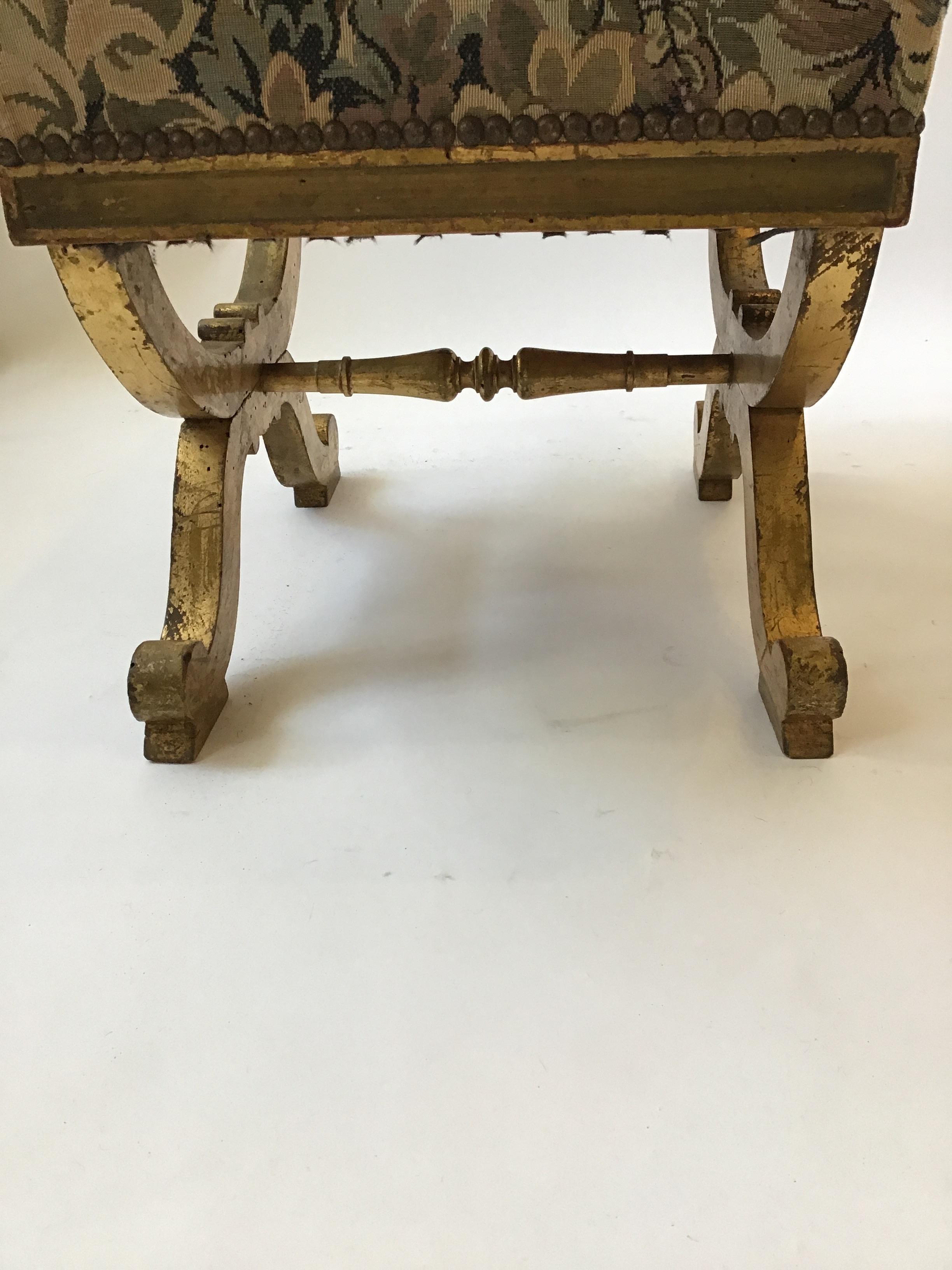 Pair of 1890s Italian Classical Giltwood Benches For Sale 3