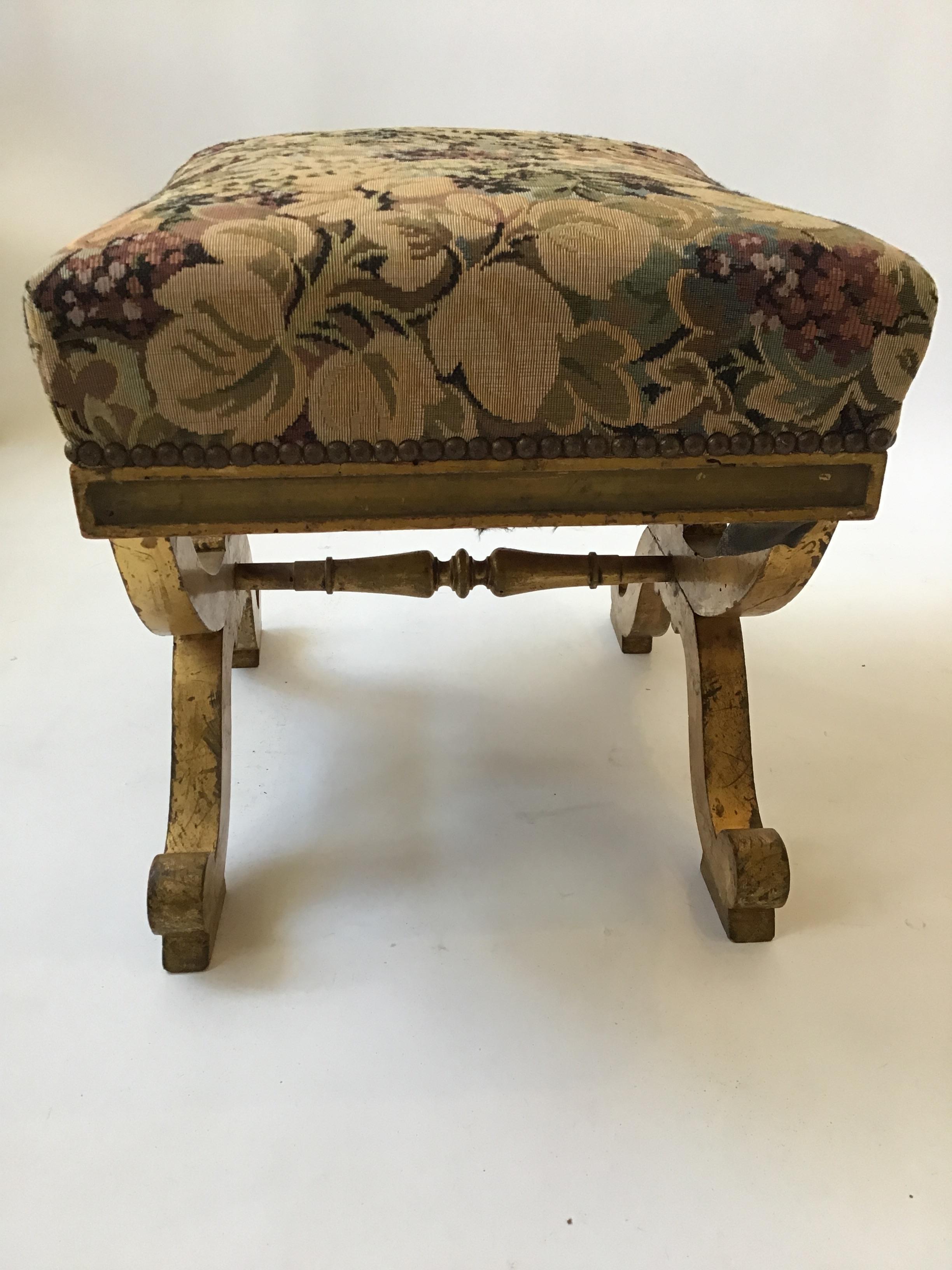 Pair of 1890s Italian Classical Giltwood Benches For Sale 4