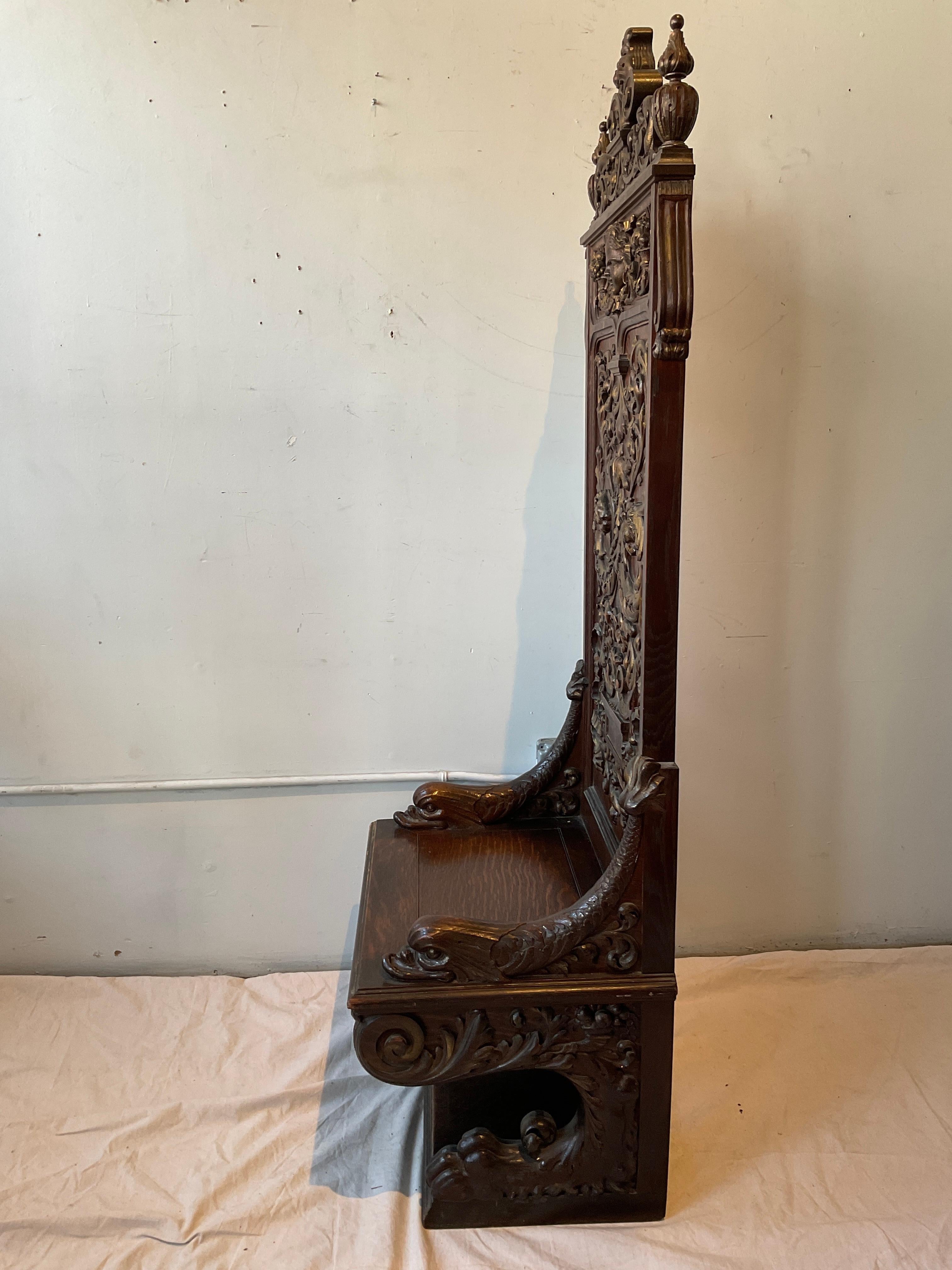 Late 19th Century Pair Of 1890s Tall Carved Wood Gothic Chairs