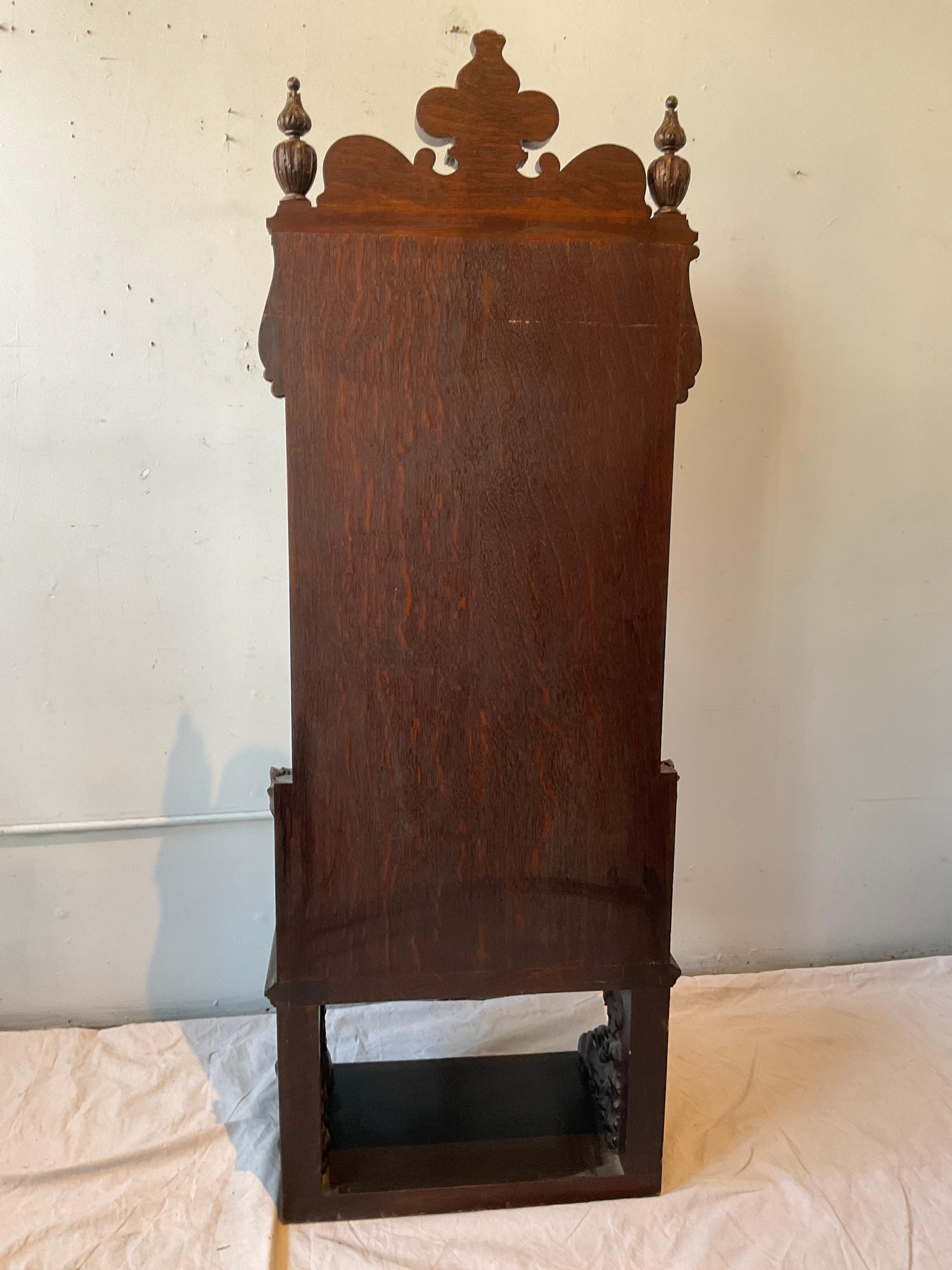 Pair Of 1890s Tall Carved Wood Gothic Chairs For Sale 1