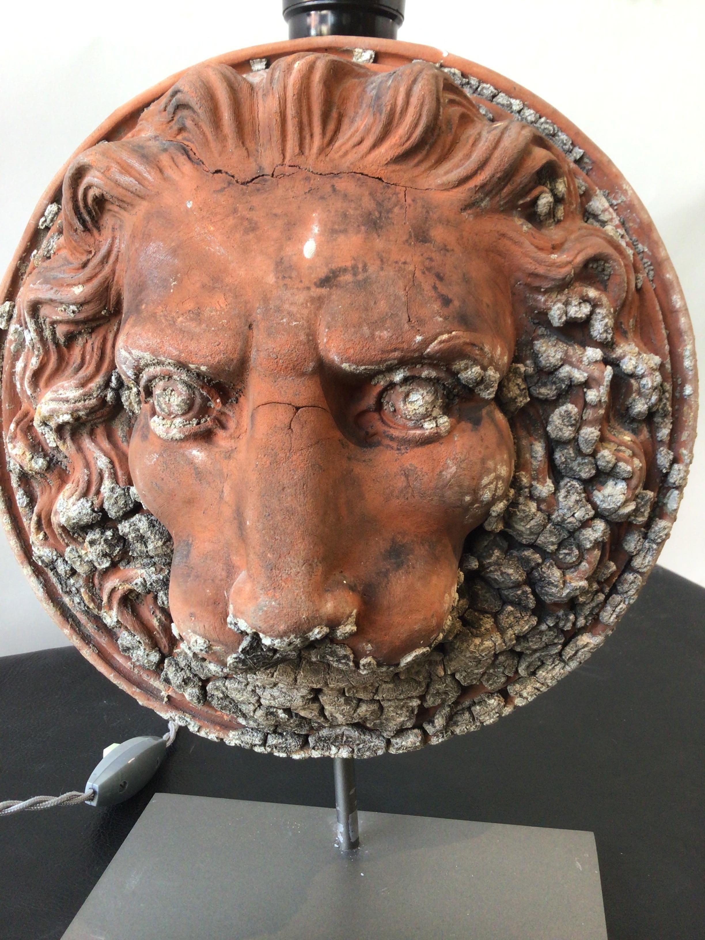 Pair of 1890s Terracotta Lion Table Lamps For Sale 5