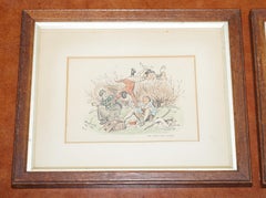Pair of 1894 Watercolour Paintings by H Brock Univited Guest, a Lion in the Path