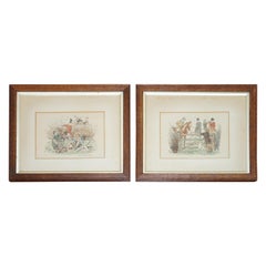 Pair of 1894 Watercolour Paintings by H Brock Univited Guest, a Lion in the Path