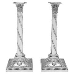 Pair of 1895 English Victorian Sterling Silver Candlesticks