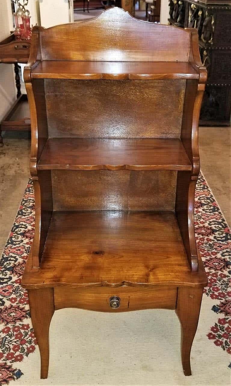 Pair of 18C Country French Cherrywood Open Shelved Side Tables In Good Condition For Sale In Dallas, TX