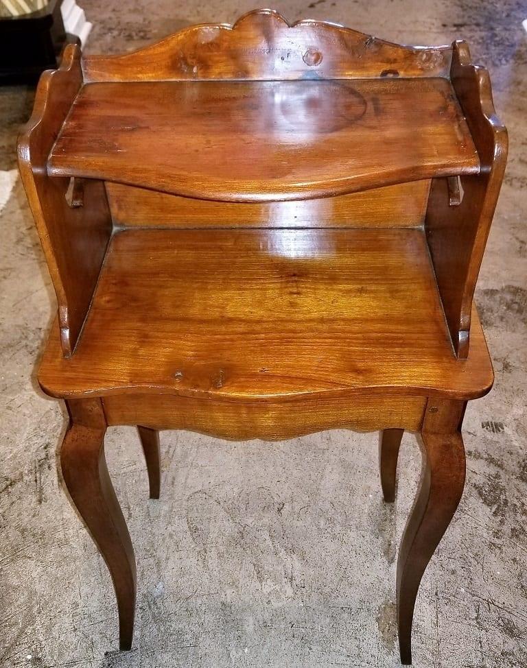 Pair of 18C Country French Cherrywood Open Shelved Side Tables For Sale 2