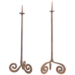 Pair of 18c French Iron Candle Holders Pair of 18c French Iron Candle Holders