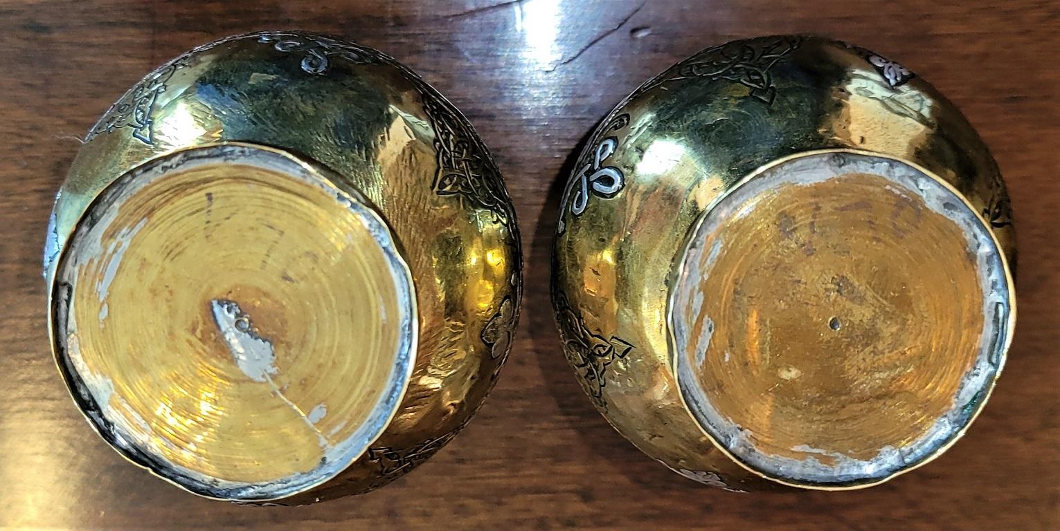 Pair of 18C Middle Eastern Damascene Vases For Sale 1