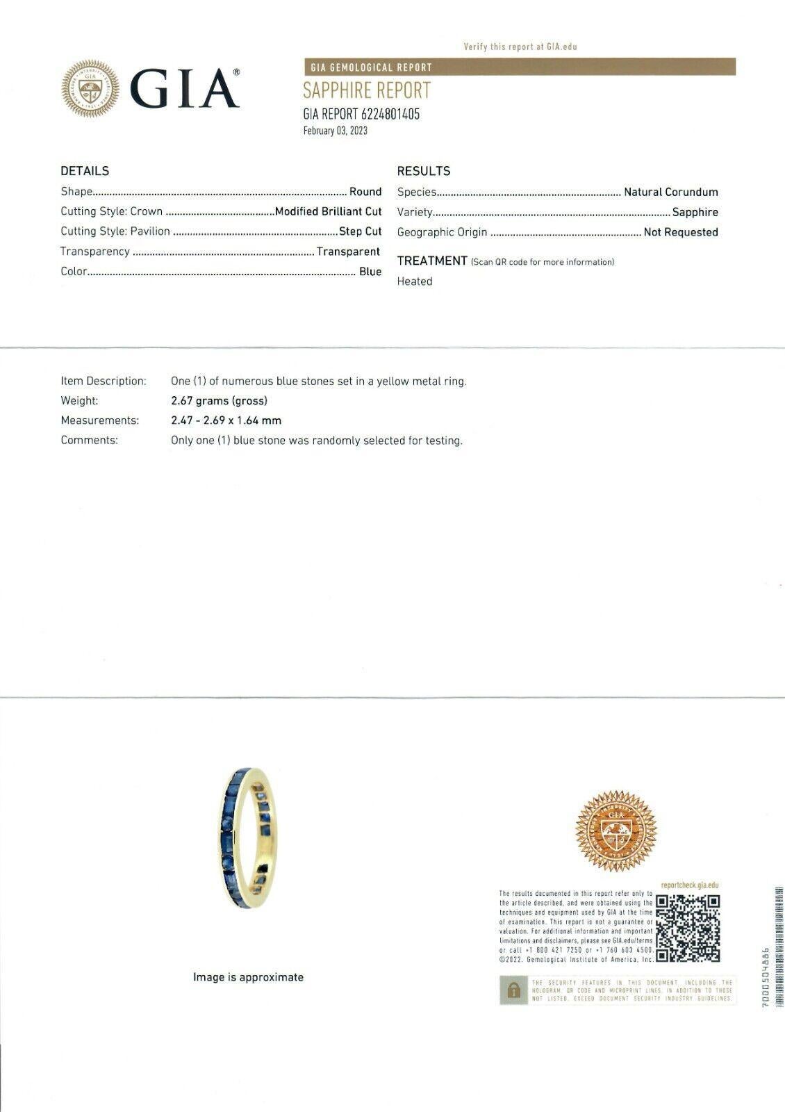 Paar 18 Karat Gold 4.4 Karat GIA Saphir Eternity-Stack-Ring-Garderoben im Angebot 4