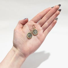 Pair of 18k Gold & Ancient Roman Coin Marcus Aurelius Denarius Earrings