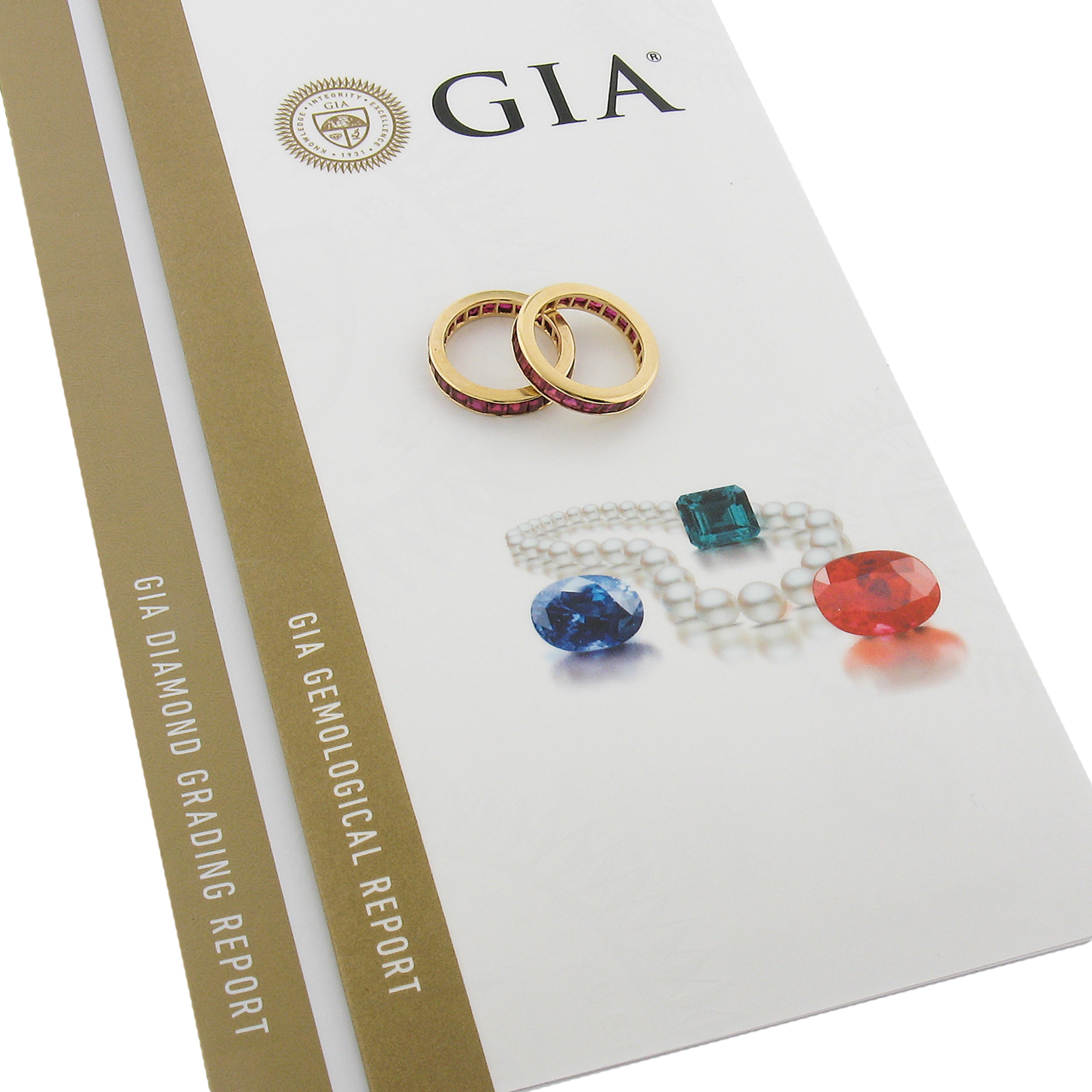 Pair of 18k Gold Gia 5ctw Square Channel Set Ruby Matching Guards Bands Sz 4 For Sale 4