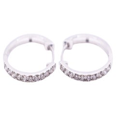 Pair of 18k White Gold Diamond Hoop Earrings