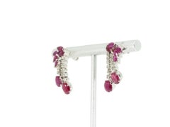 Pair of 18K White Gold Earrings with 3.35 ct Natural Rubies and Diamonds