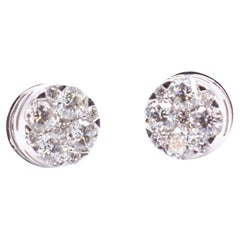 Pair of 18K White Gold Illusion Diamond Stud Earrings