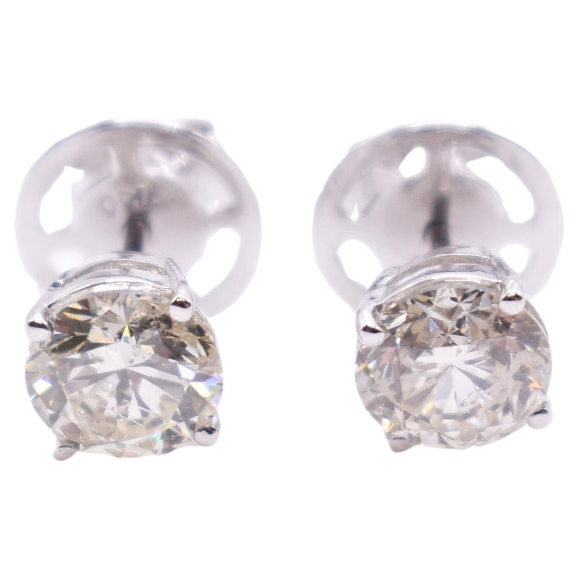 Pair of 18K White Gold Pair 2.12ct Diamond Earrings For Sale