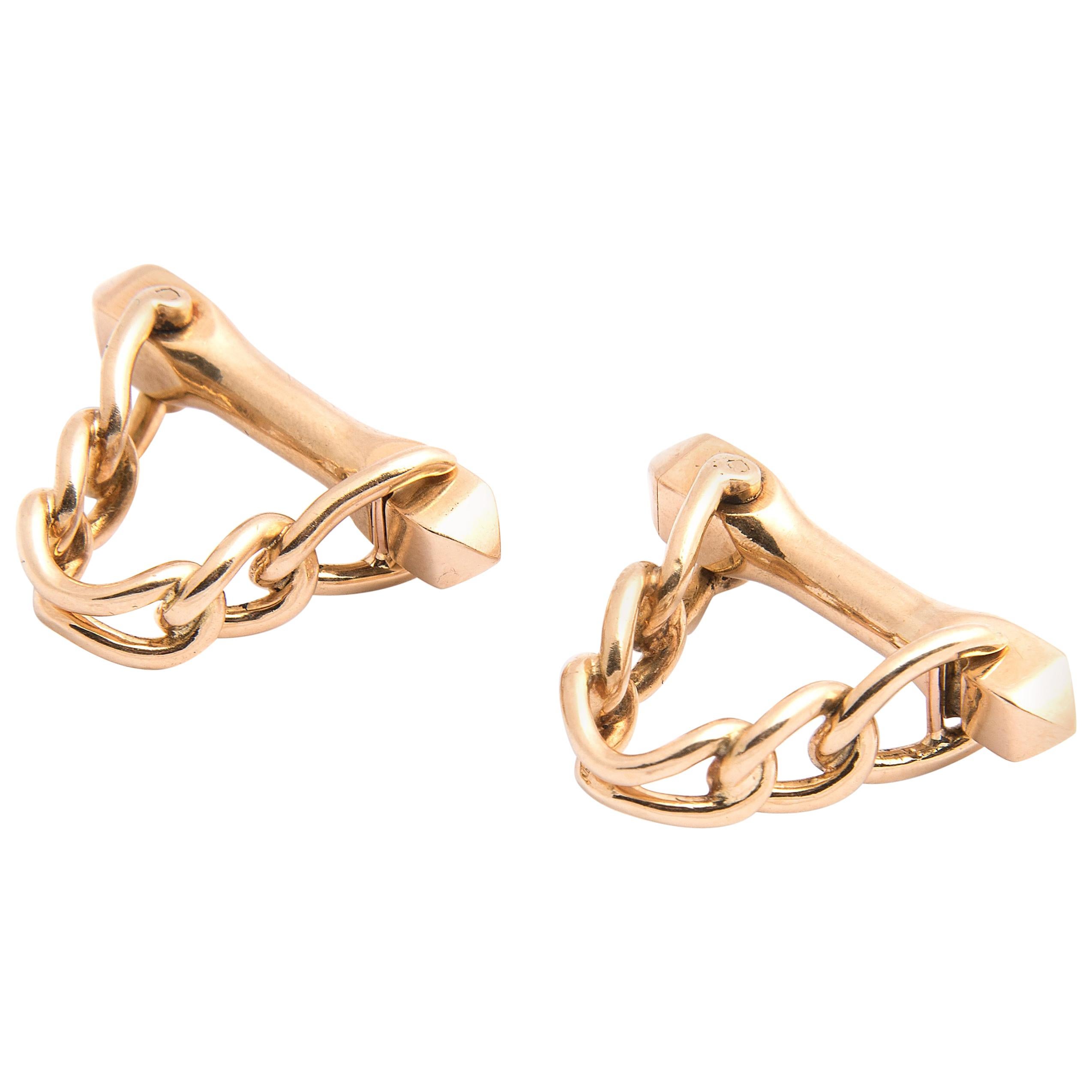 Pair of 18k Yellow Gold Cufflinks For Sale