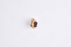 Pair of 18k Yellow Gold Diamond and Amethyst Earrings