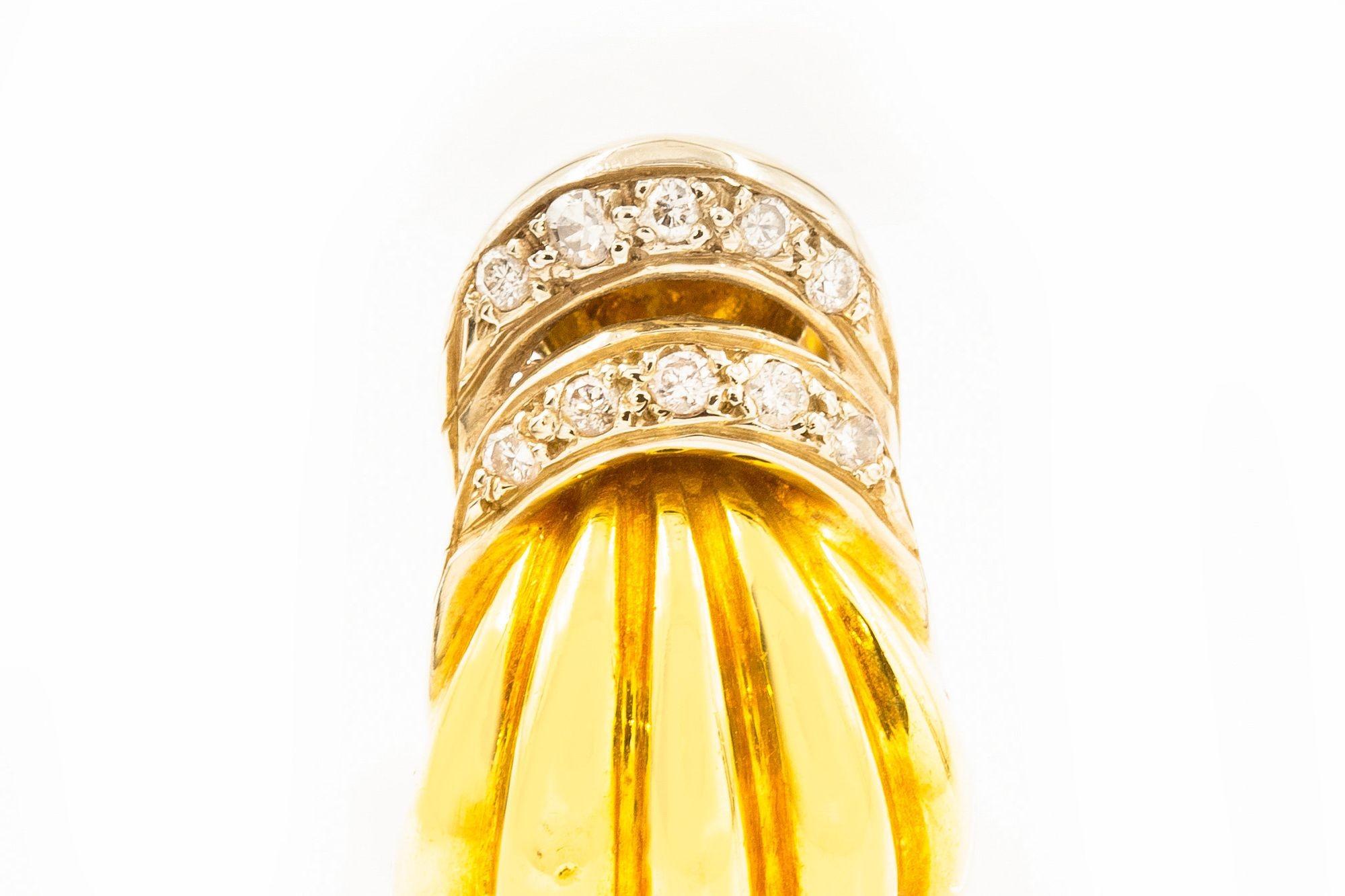 Pair of 18K Yellow Gold & Gemstone Swirl Earrings For Sale 4