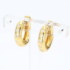 Pair of 18k Yellow Gold "Huggies" Earrings with Diamond Accents