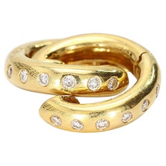 Pair of 18k Yellow Gold "Huggies" Earrings with Diamond Accents