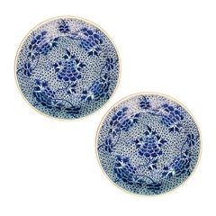 Pair of 18th-19th Century Chinese Blue and White Porcelain Chargers, Unmarked