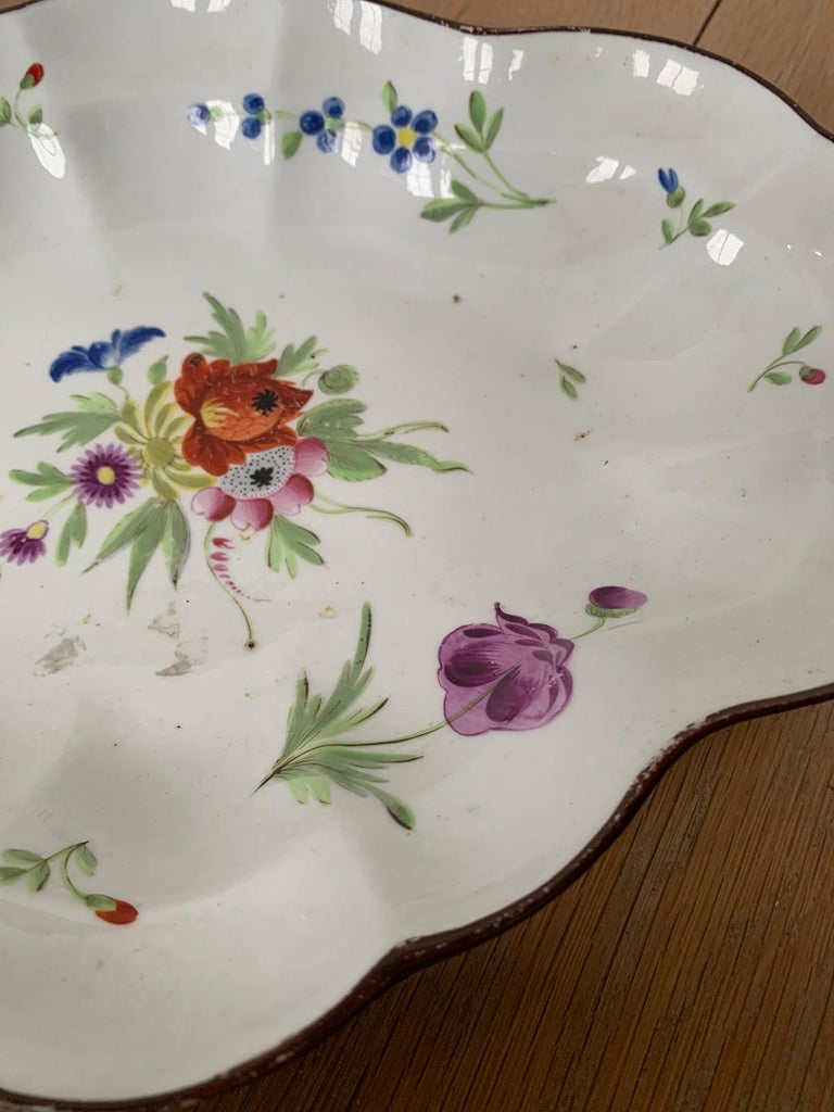 Pair of 18th-19th Century Faience Floral Serving Platers, Marked ...