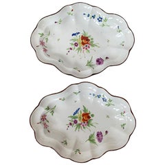 Pair of 18th-19th Century Faience Floral Serving Platers, Marked Pattern # 582