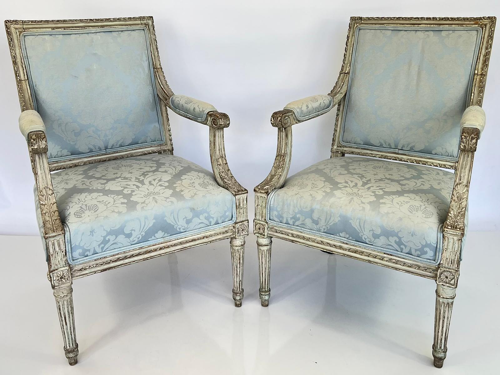 Early 19th Century Pair of 18th/19th Century French Carved Fauteuils For Sale