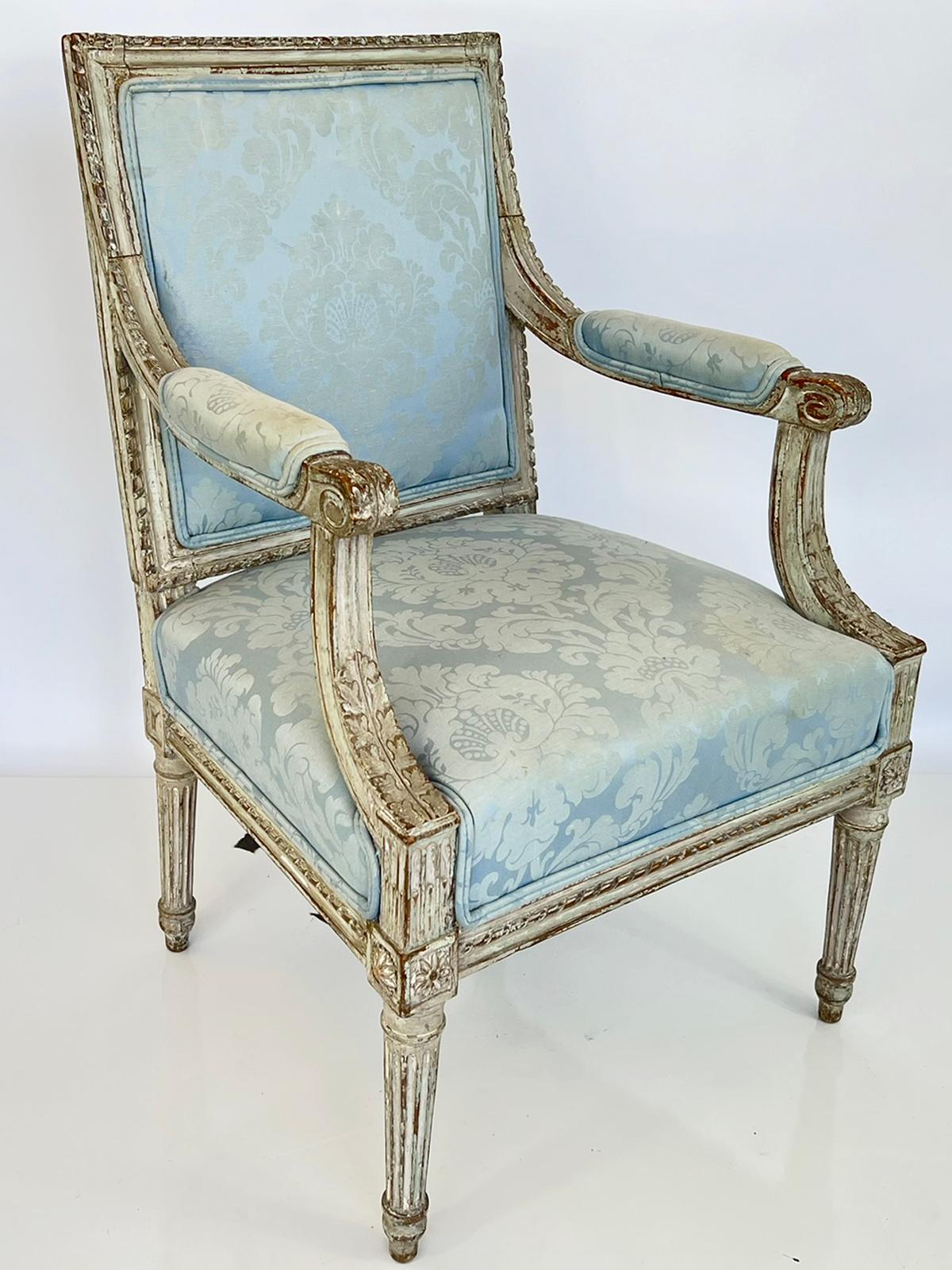 Upholstery Pair of 18th/19th Century French Carved Fauteuils For Sale