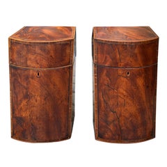 Pair of 18th-19th Century George III Regency Inlaid Burl Walnut Knife Boxes