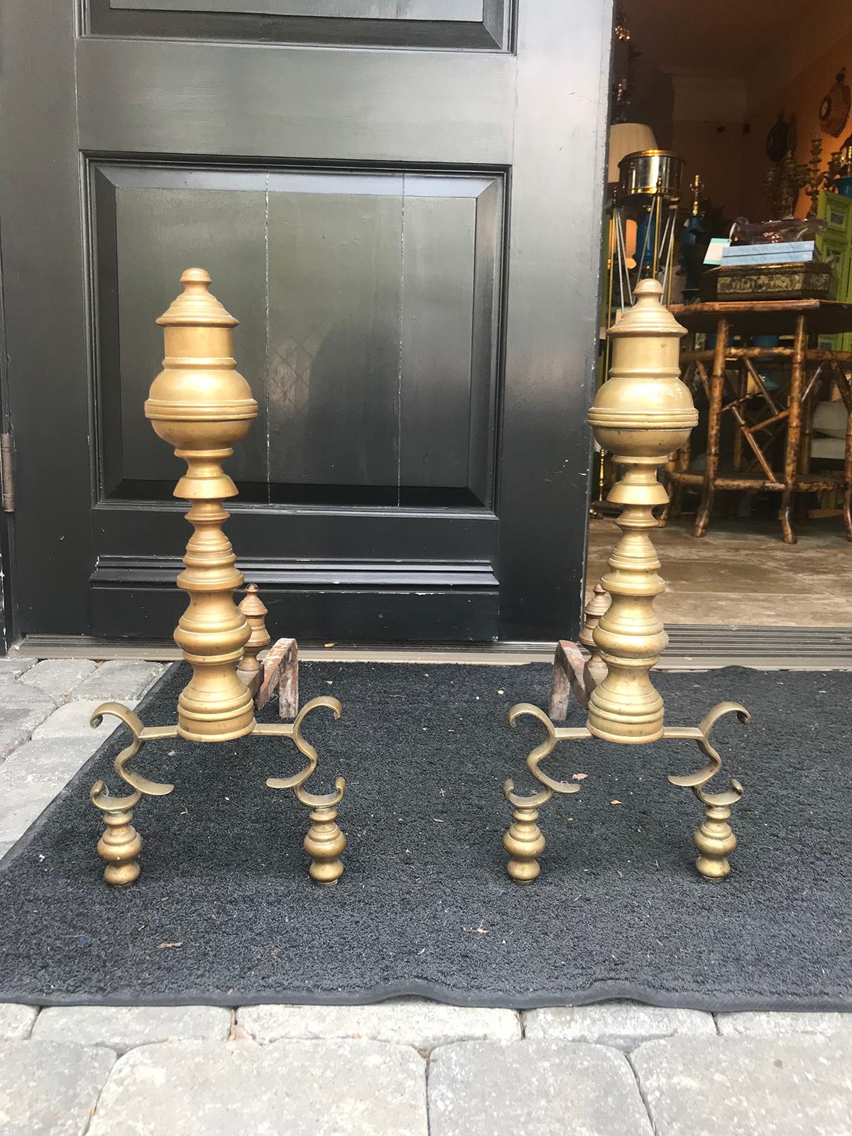 Pair of 18th-19th Century Georgian Style Andirons In Good Condition For Sale In Atlanta, GA
