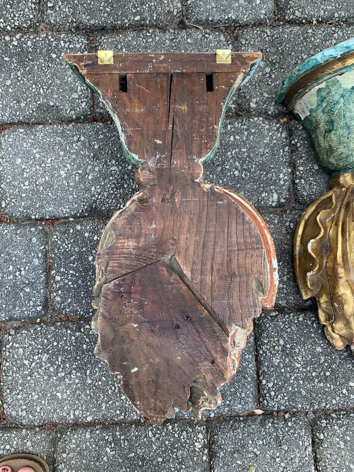 Pair of 18th-19th Century Giltwood Flame Brackets or Finials 6