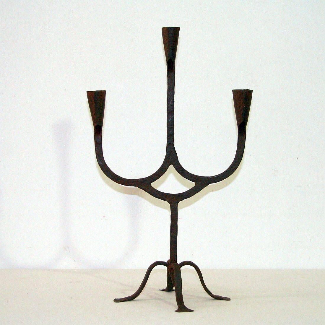 Pair of 18th-19th Century Hand-Forged Iron Candleholders 5