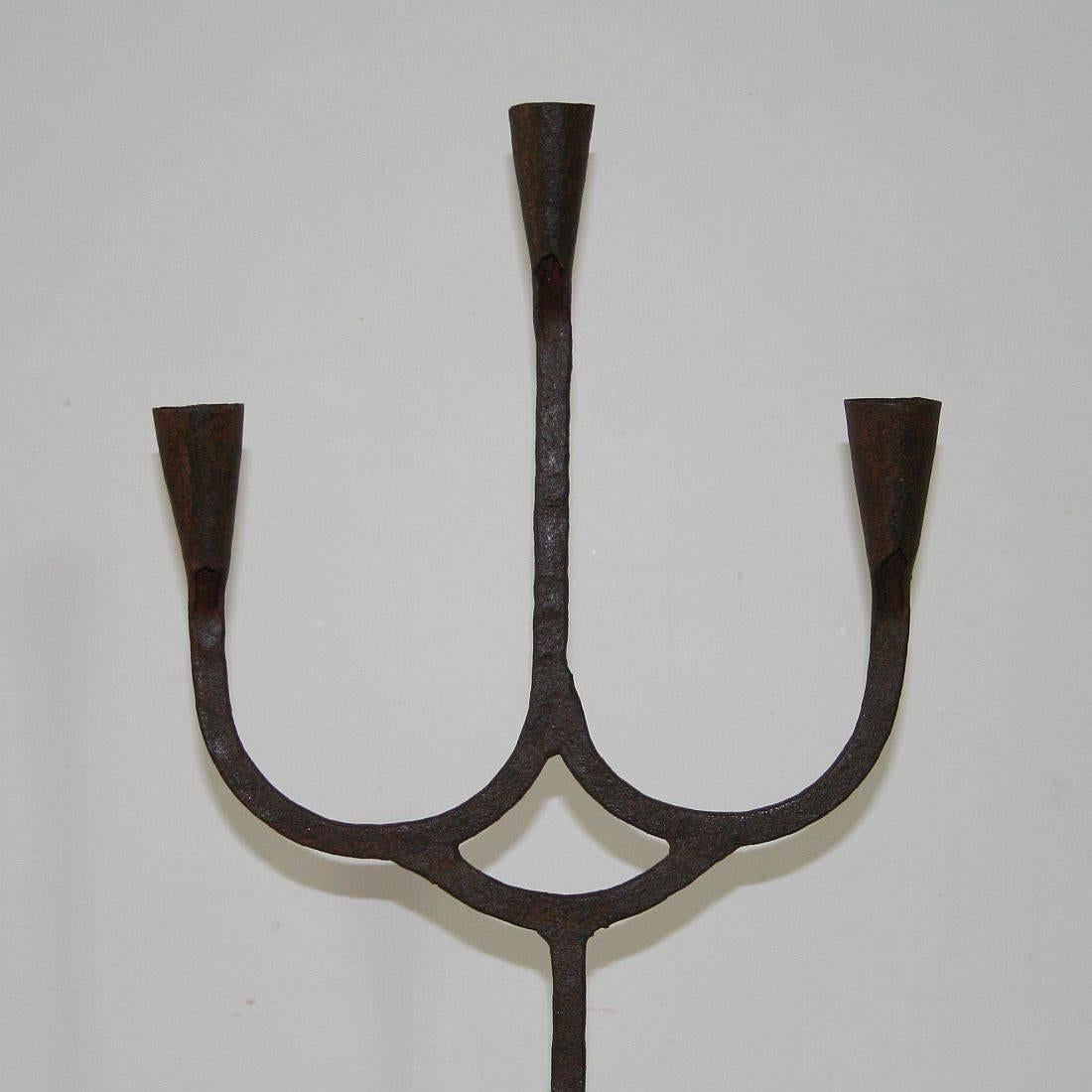 Pair of 18th-19th Century Hand-Forged Iron Candleholders 6