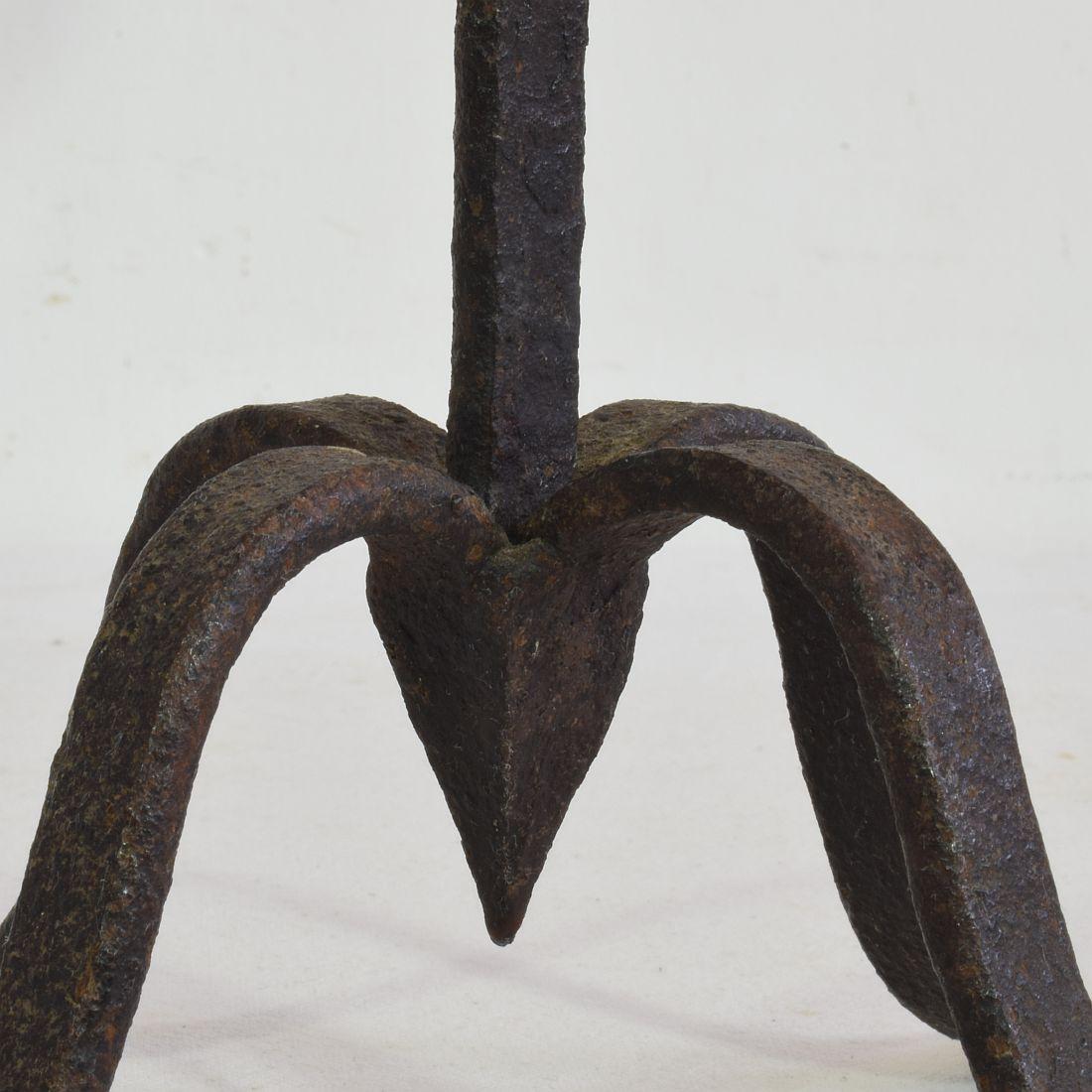 Pair of 18th-19th Century Hand-Forged Iron Candleholders 7
