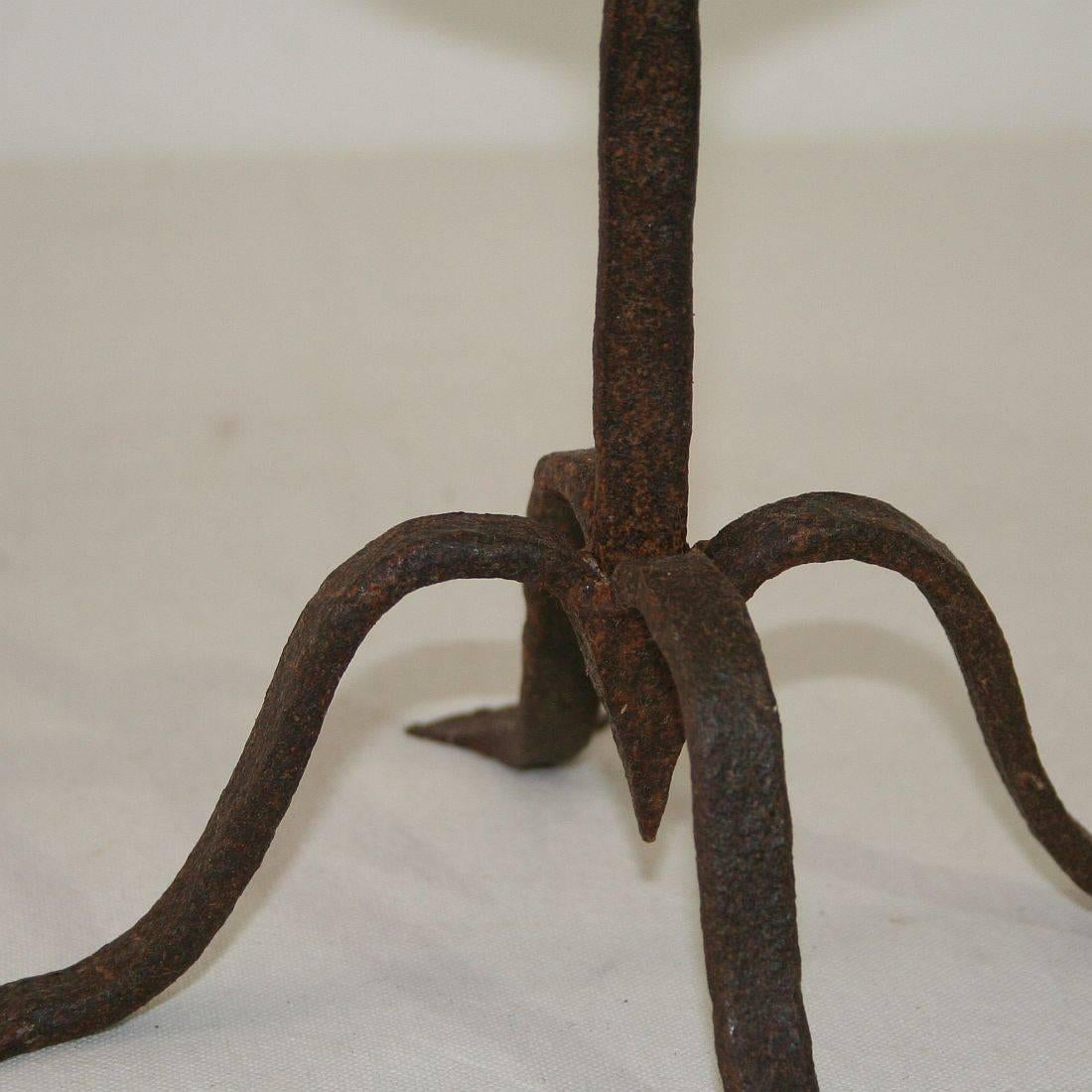 Pair of 18th-19th Century Hand-Forged Iron Candleholders 10