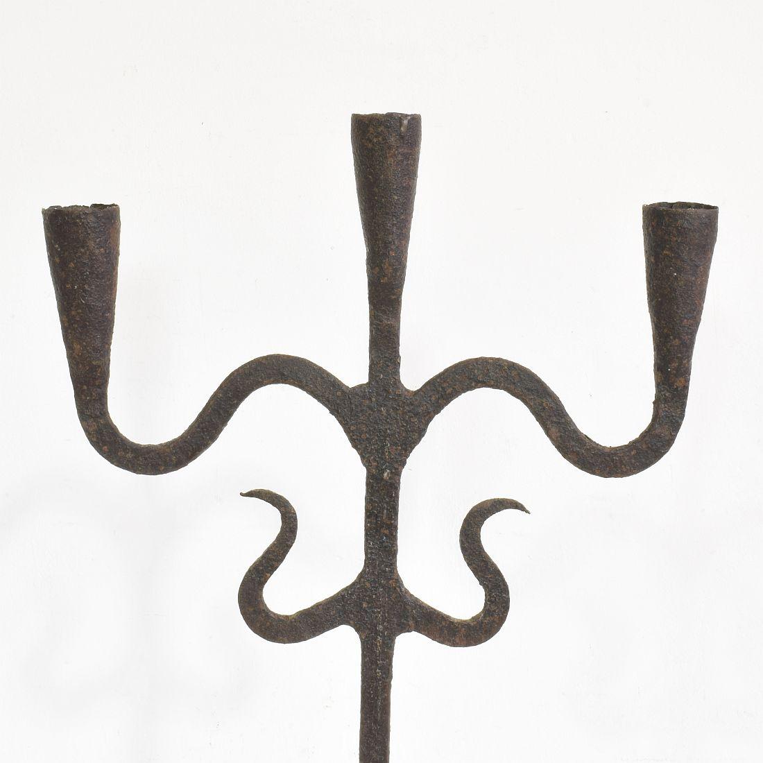 Pair of 18th-19th Century Hand-Forged Iron Candleholders 10