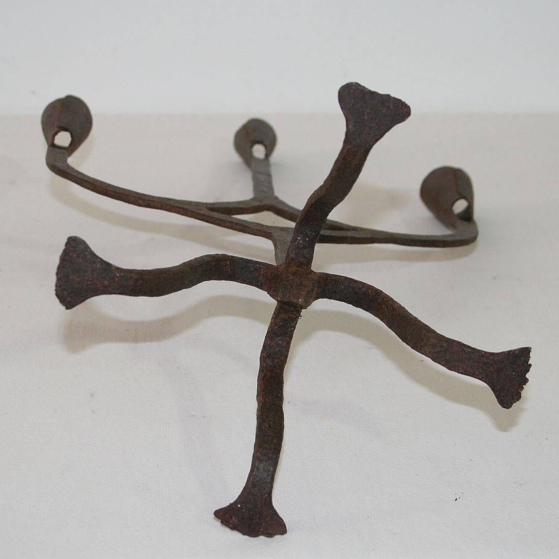 Pair of 18th-19th Century Hand-Forged Iron Candleholders 11