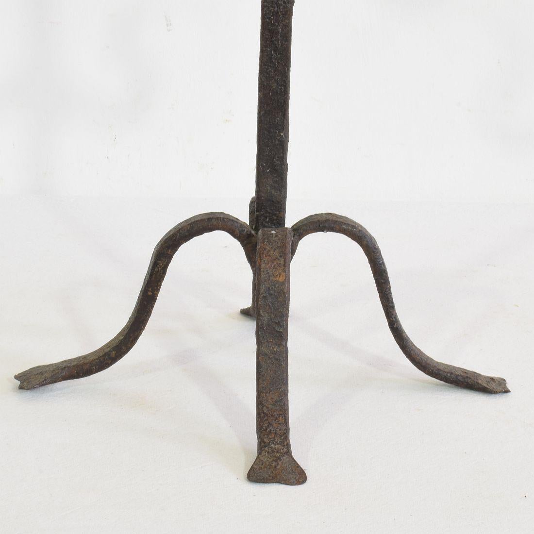 Pair of 18th-19th Century Hand-Forged Iron Candleholders 11