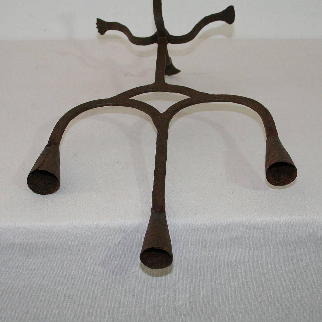 Pair of 18th-19th Century Hand-Forged Iron Candleholders 12