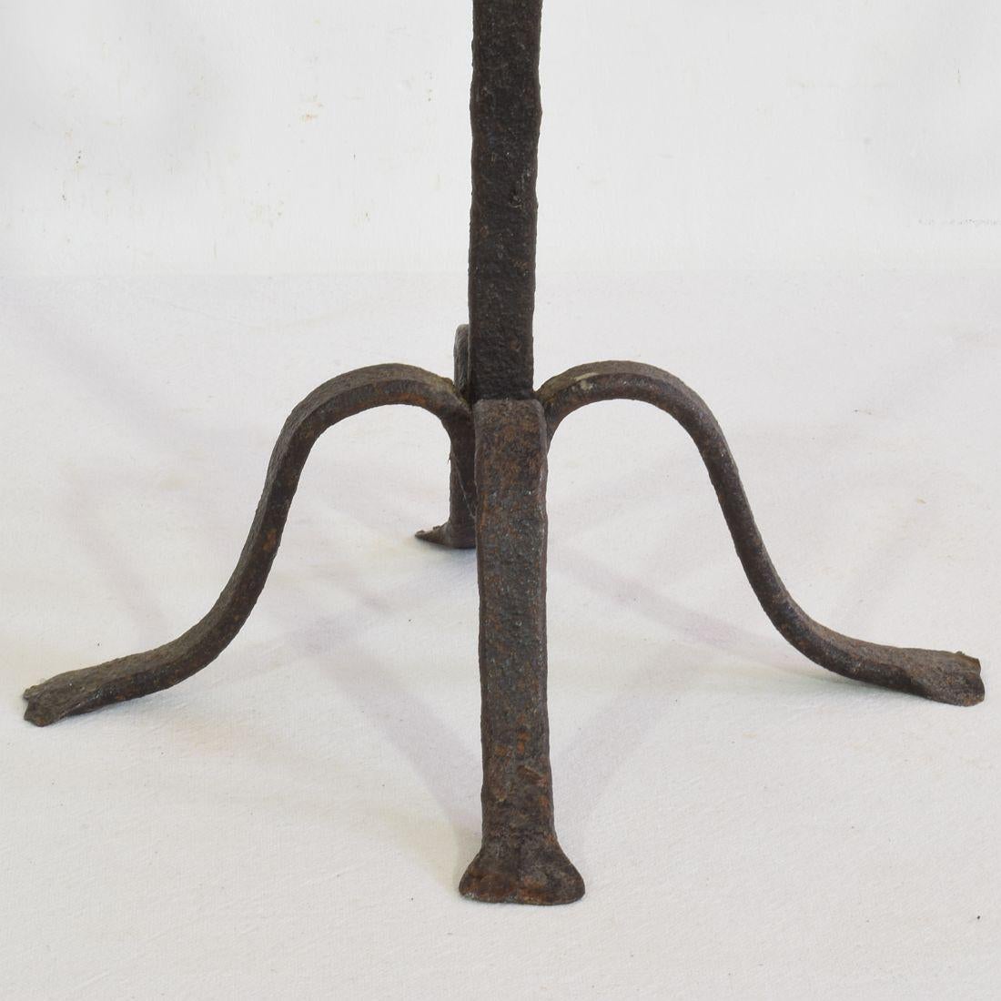 Pair of 18th-19th Century Hand-Forged Iron Candleholders 3