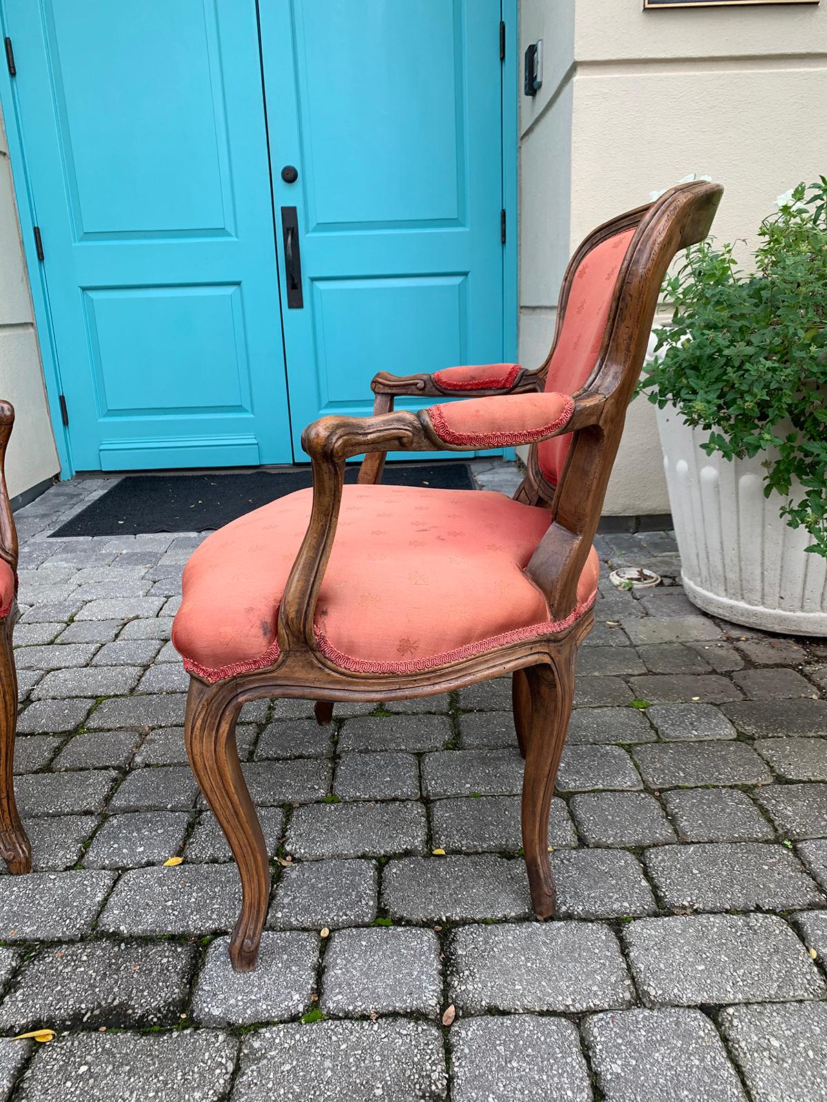 Wood Pair of 18th-19th Century Italian Armchairs For Sale