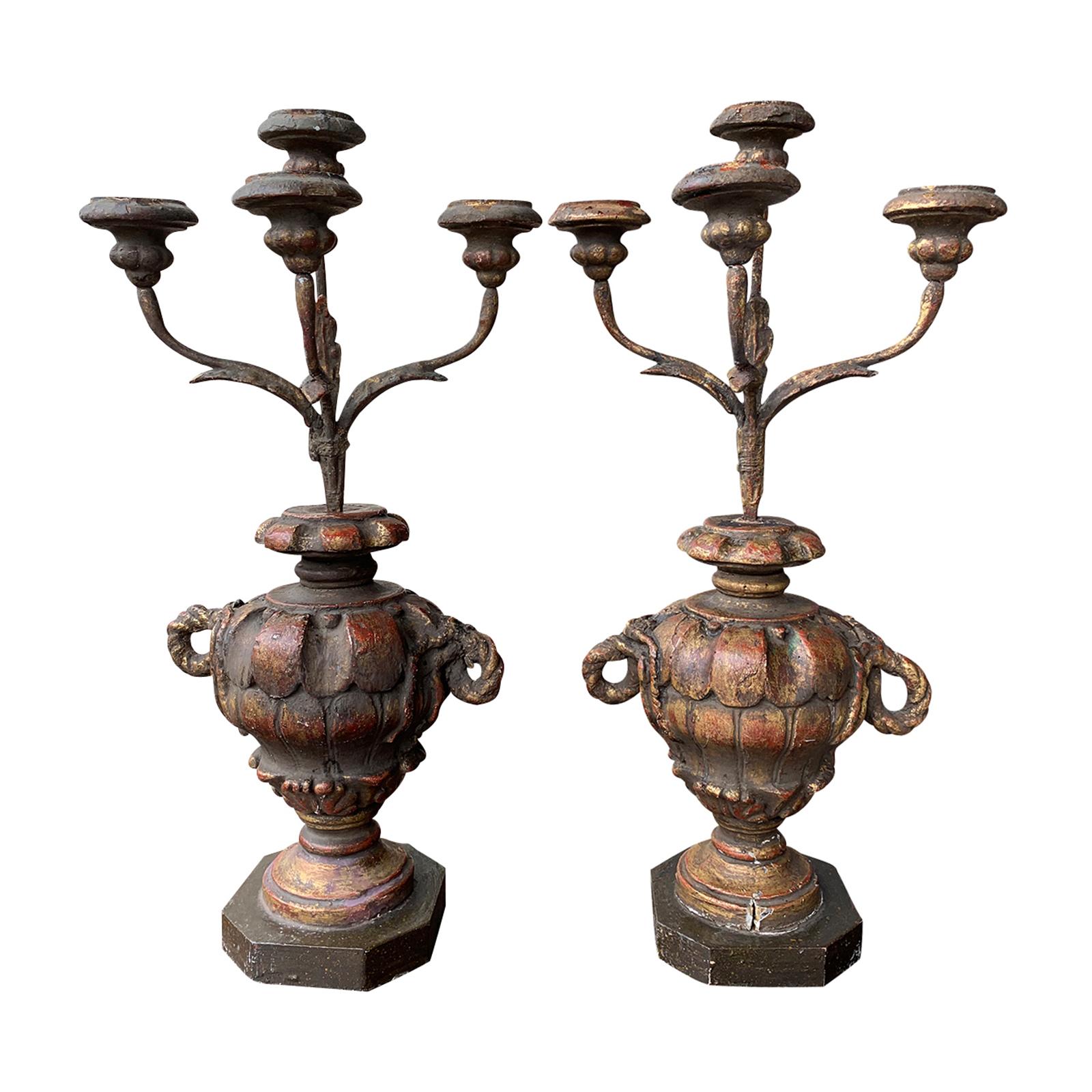 Pair of 18th-19th century Italian candelabras.