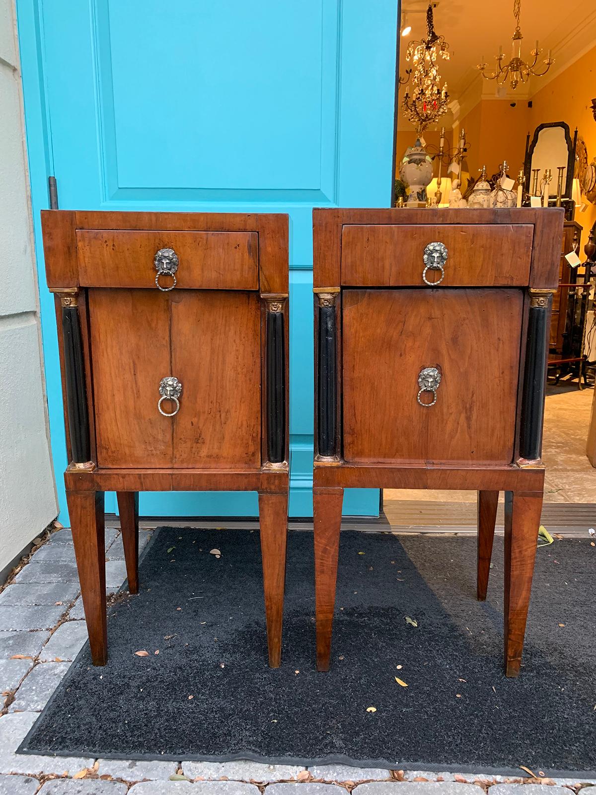 Pair of 18th-19th century Italian directoire bedside commodinis.