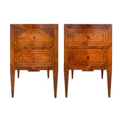 Pair of 19th Century Italian Neoclassical Inlaid Commodes