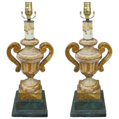 Pair of 18th-19th Century Italian Painted Urns as Lamps