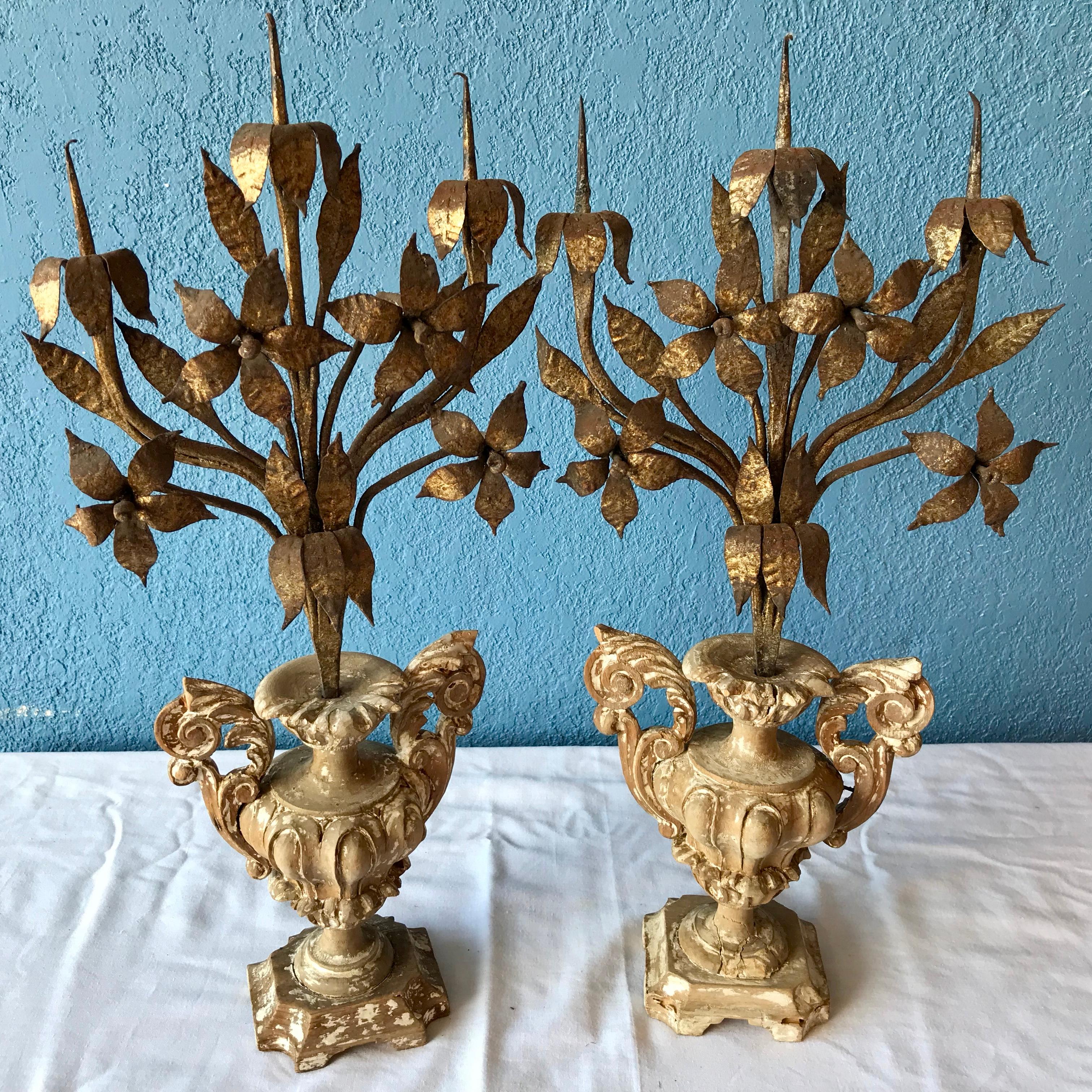 Pair of 18th-19th Century Italian Prickets In Good Condition In West Palm Beach, FL