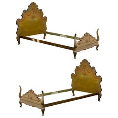 Pair of 18th-19th Century Venetian Style Twin Beds with Headboards