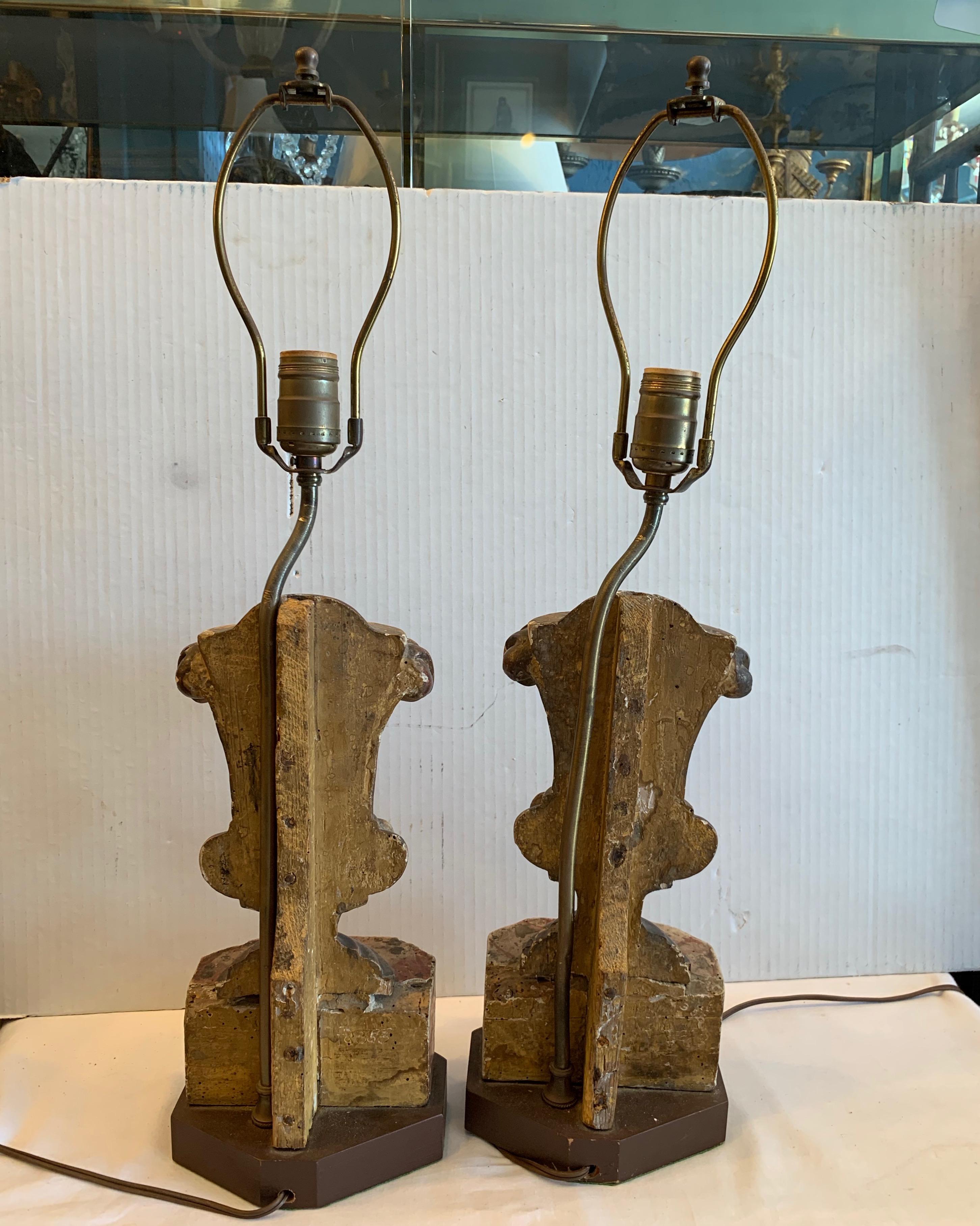 Pair of 18TH / 19TH Century Wood Urns Mounted As A Lamps 8
