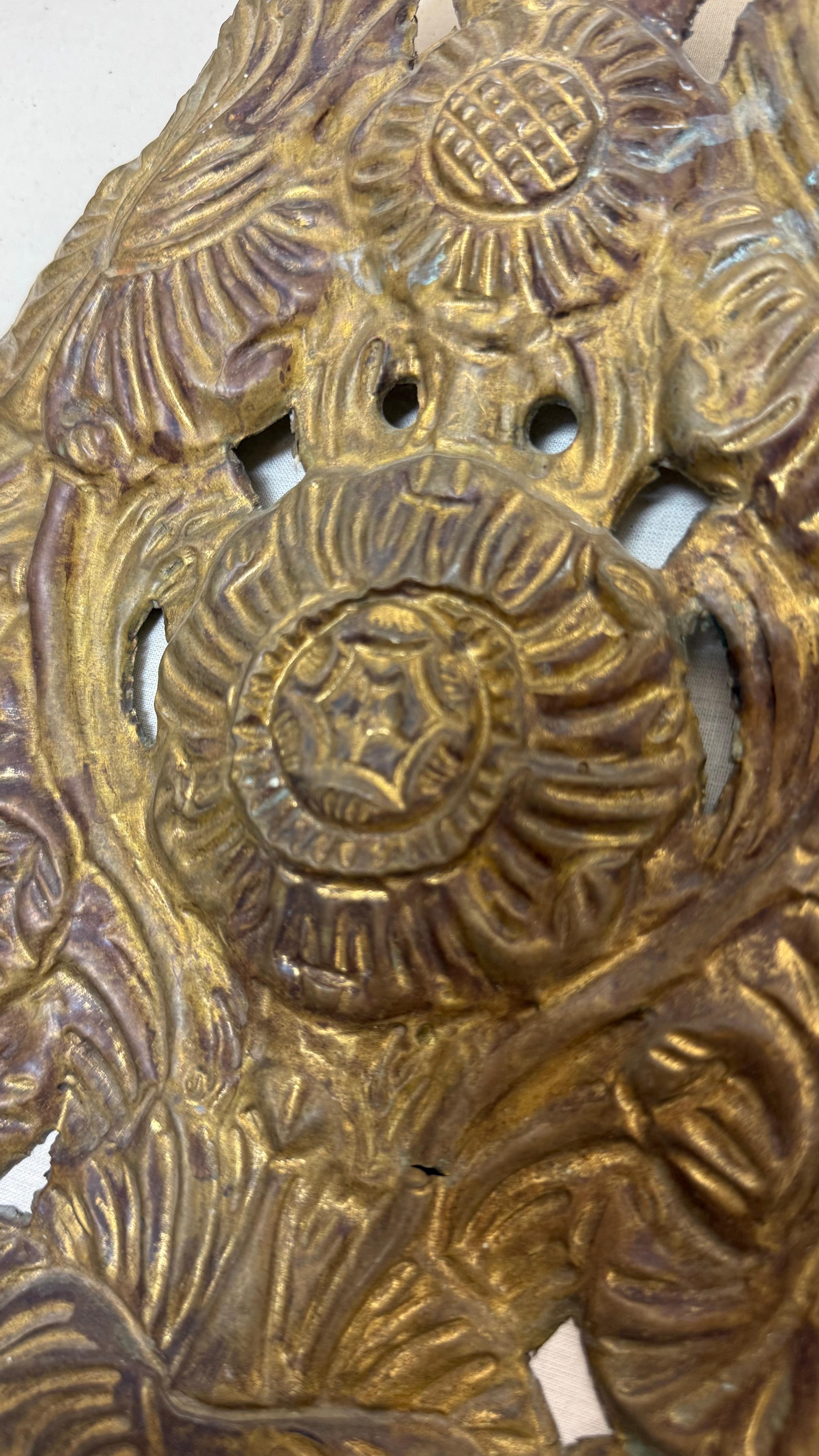Dutch Colonial Pair of 18th c. Dutch Sconces Depicting Sunflowers For Sale